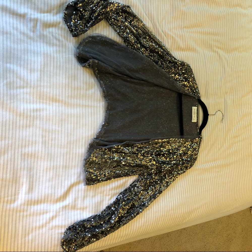 Abercrombie Cropped Sequin Blazer Sz L